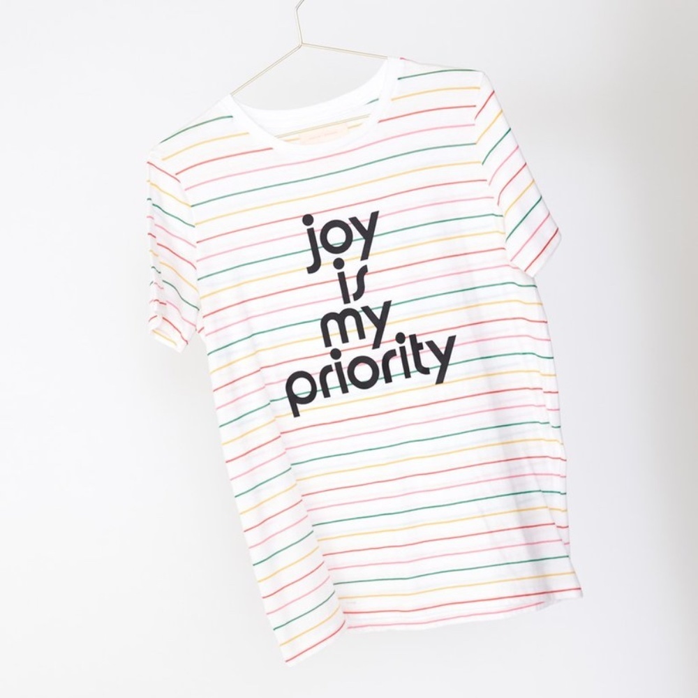 New Ban.do "JOY IS‎ MY PRIORITY" STRIPED TEE
